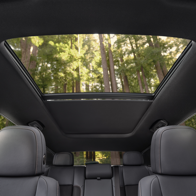 Interior view of sky from vehicle.