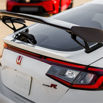 A rear shot of the spoiler